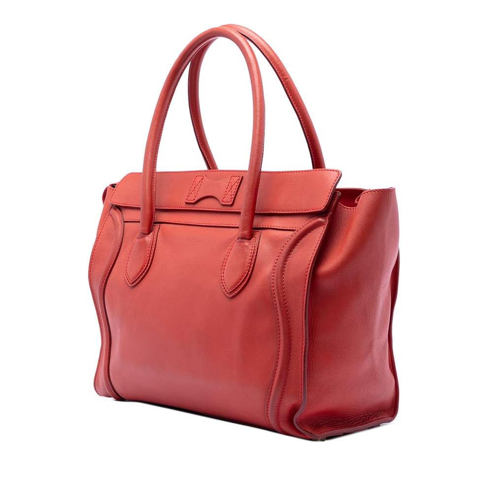 Celine Mini Leather Luggage Tote Red Leather Good condition - Back View