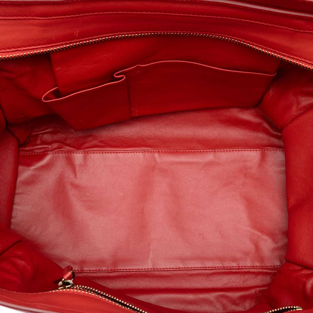 Celine Mini Leather Luggage Tote Red Leather Good condition - Model View