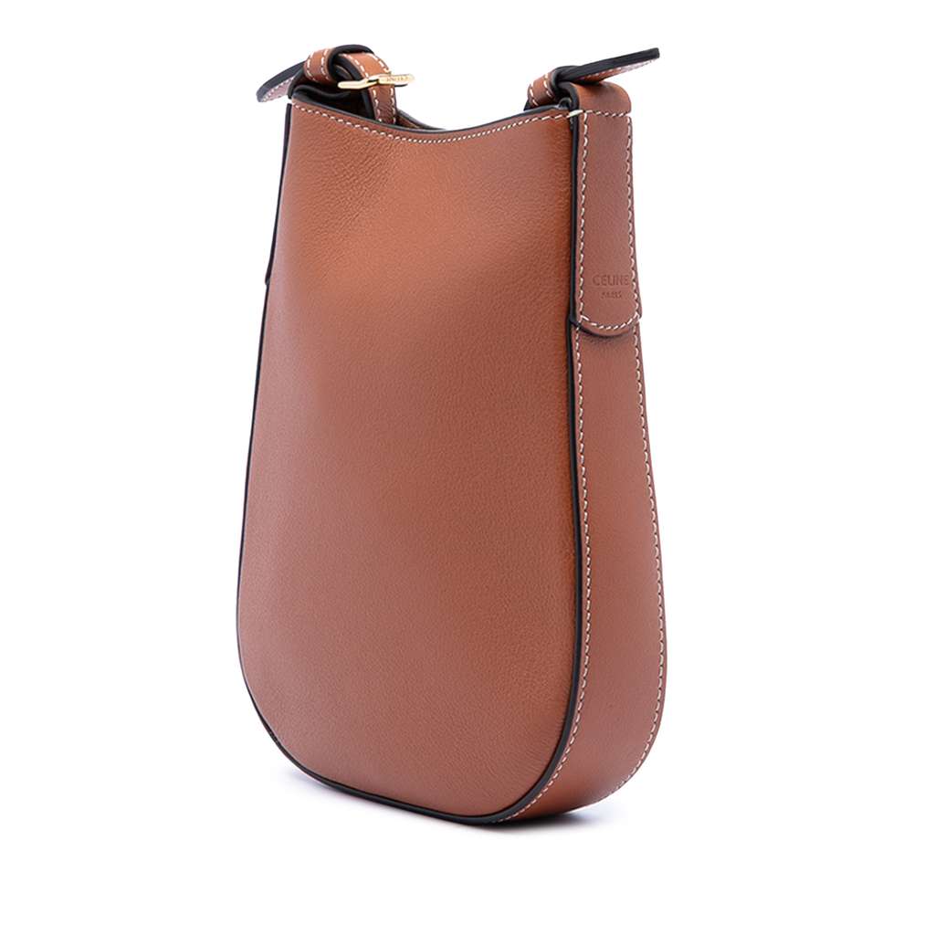 Celine Supple Calfskin Heloise Phone Pouch Brown Leather Good condition - Back View
