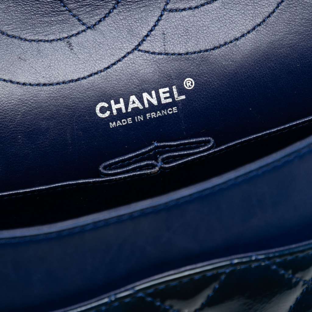 Chanel Quilted Aged Patent Reissue 2.55 Double Flap 227 Blue Leather Good condition - Box View