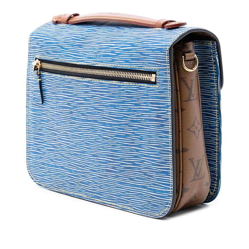 Louis Vuitton Epi Denim and Reverse Monogram Pochette Metis Blue Leather Good condition - Back View