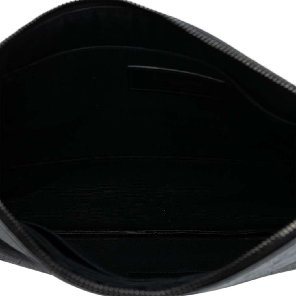 Saint Laurent Croc Embossed Leather Monogram Document Holder Black Leather Good condition - Model View