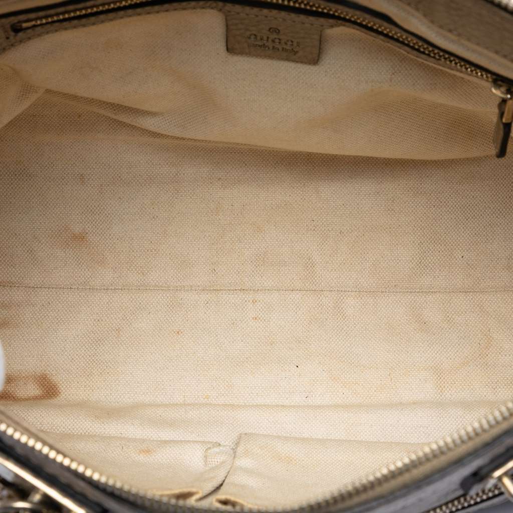 Gucci Metallic Pebbled Calfskin Bella Satchel Gold Leather Good condition - Model View