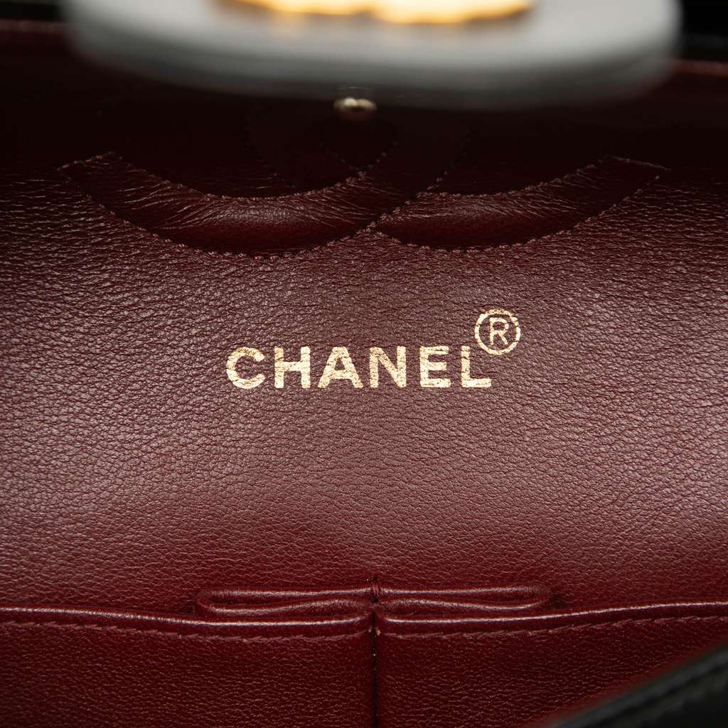 Chanel Medium Classic Lambskin Double Flap Black Leather Good condition - Box View