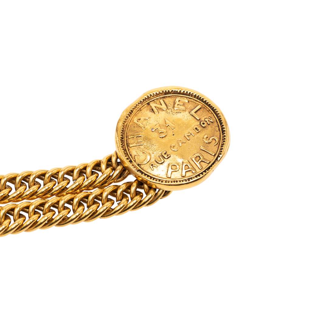 Chanel Gold Plated CC Medallion 31 Rue Cambon Paris Chain Link Belt Gold Metal Good condition - Back View