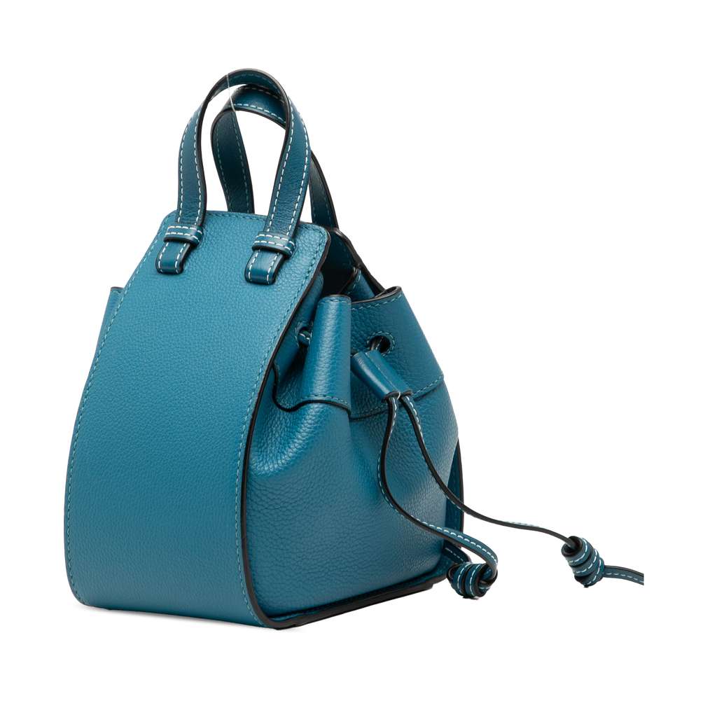 Loewe Mini Leather Drawstring Hammock Bag Blue Leather Good condition - Back View