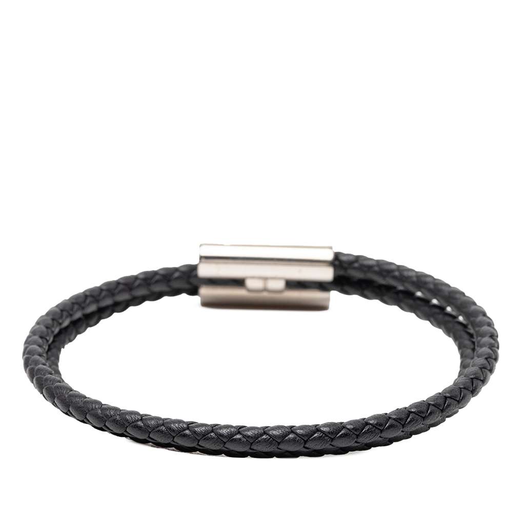 Hermès Swift Tournis Tresse Bracelet Black Leather Good condition - Inside View