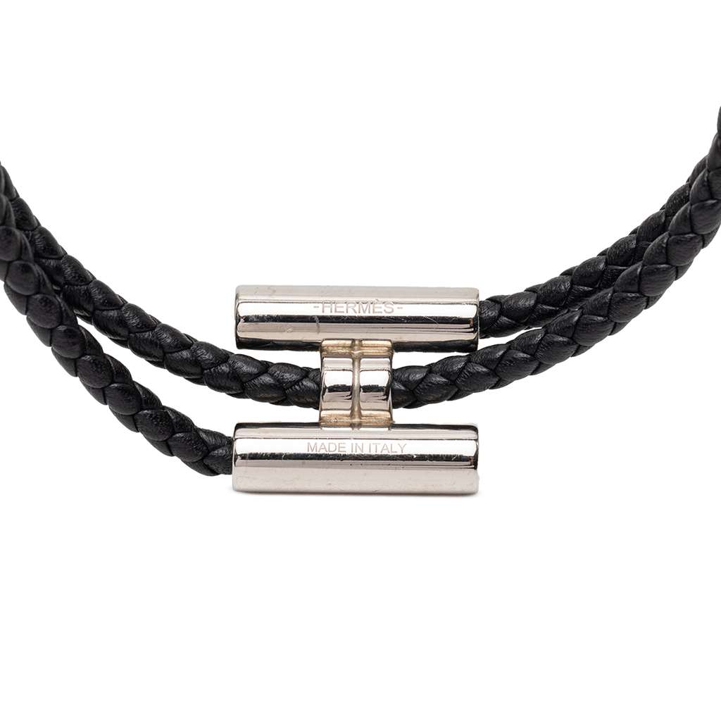 Hermès Swift Tournis Tresse Bracelet Black Leather Good condition - Model View