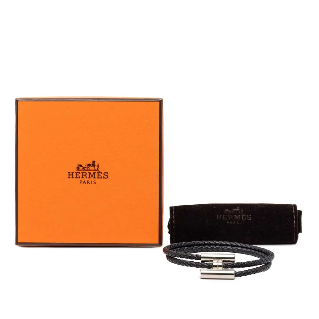 Hermès Swift Tournis Tresse Bracelet Black Leather