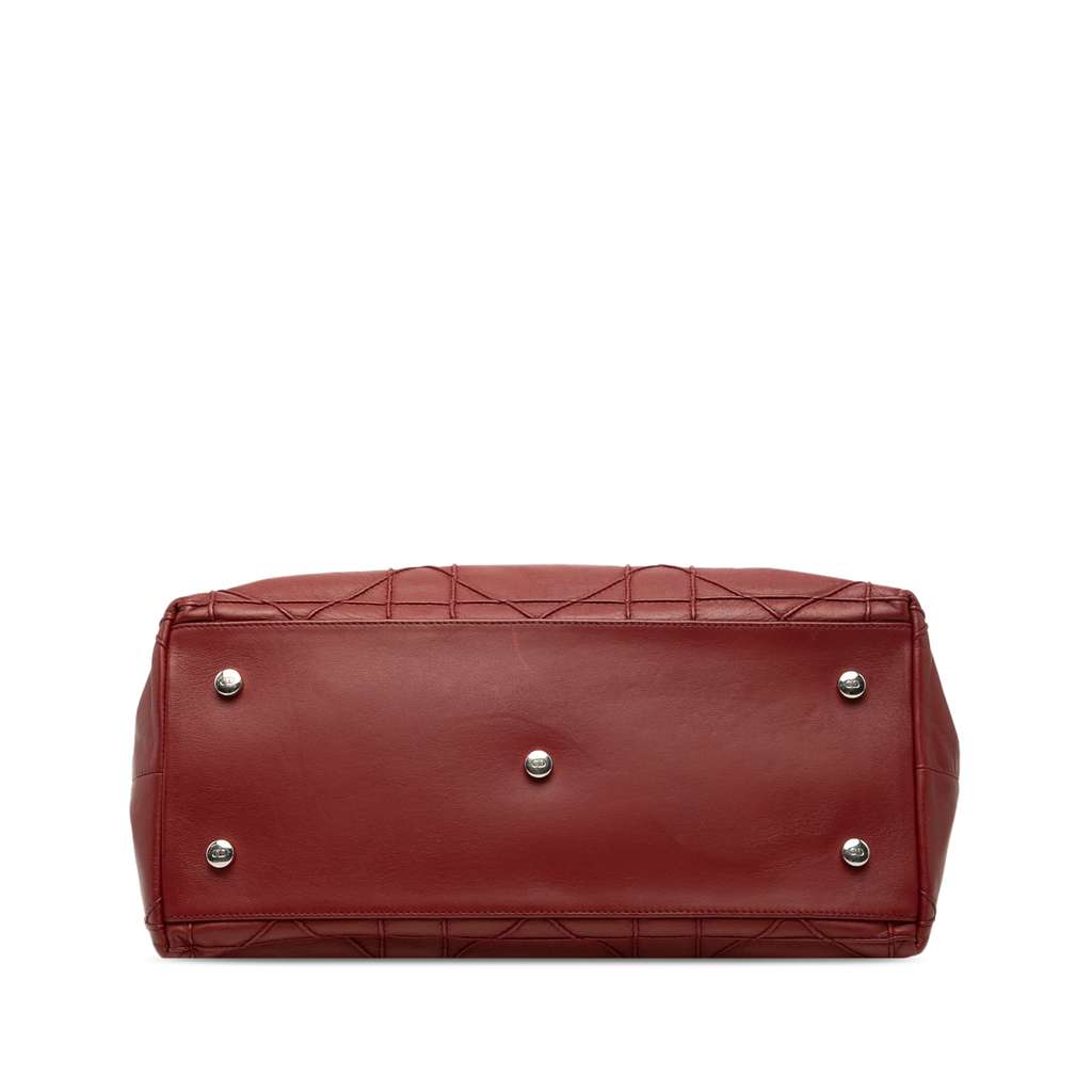 Dior Medium Lambskin Cannage Polochon Granville Satchel Red Leather Good condition - Inside View