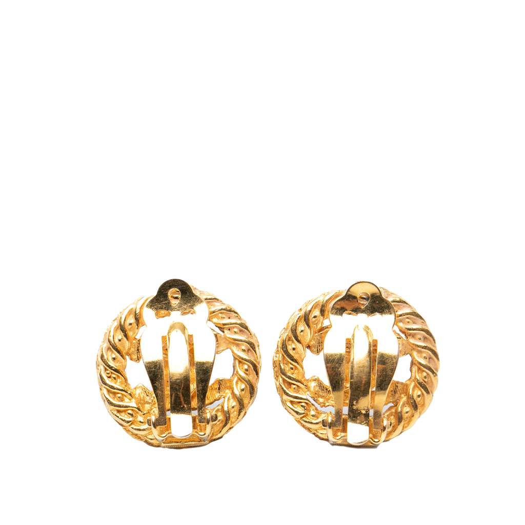 Chanel Gold Plated CC Round Clip On Earrings Gold Metal Fair condition - Back View