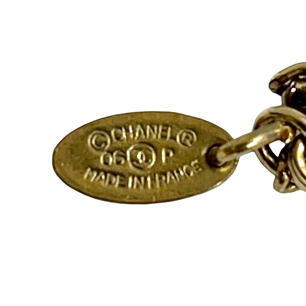 Chanel Gold Plated Resin Crystal CC Pendant Necklace Black Good condition - Inside View