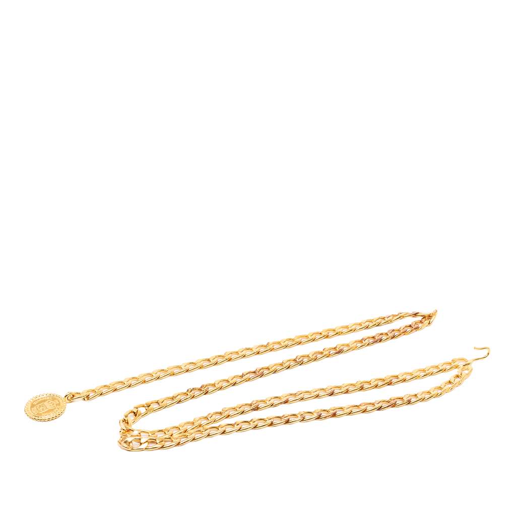 Chanel Gold Plated CC Medallion Chain Belt Gold Metal Good condition - Back View