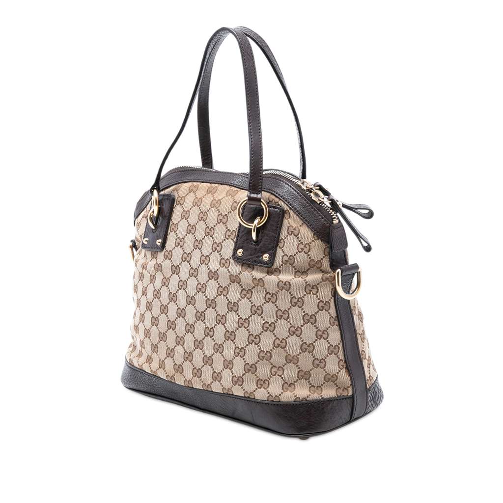 Gucci Medium GG Canvas Charm Dome Satchel Brown Canvas Good condition - Back View