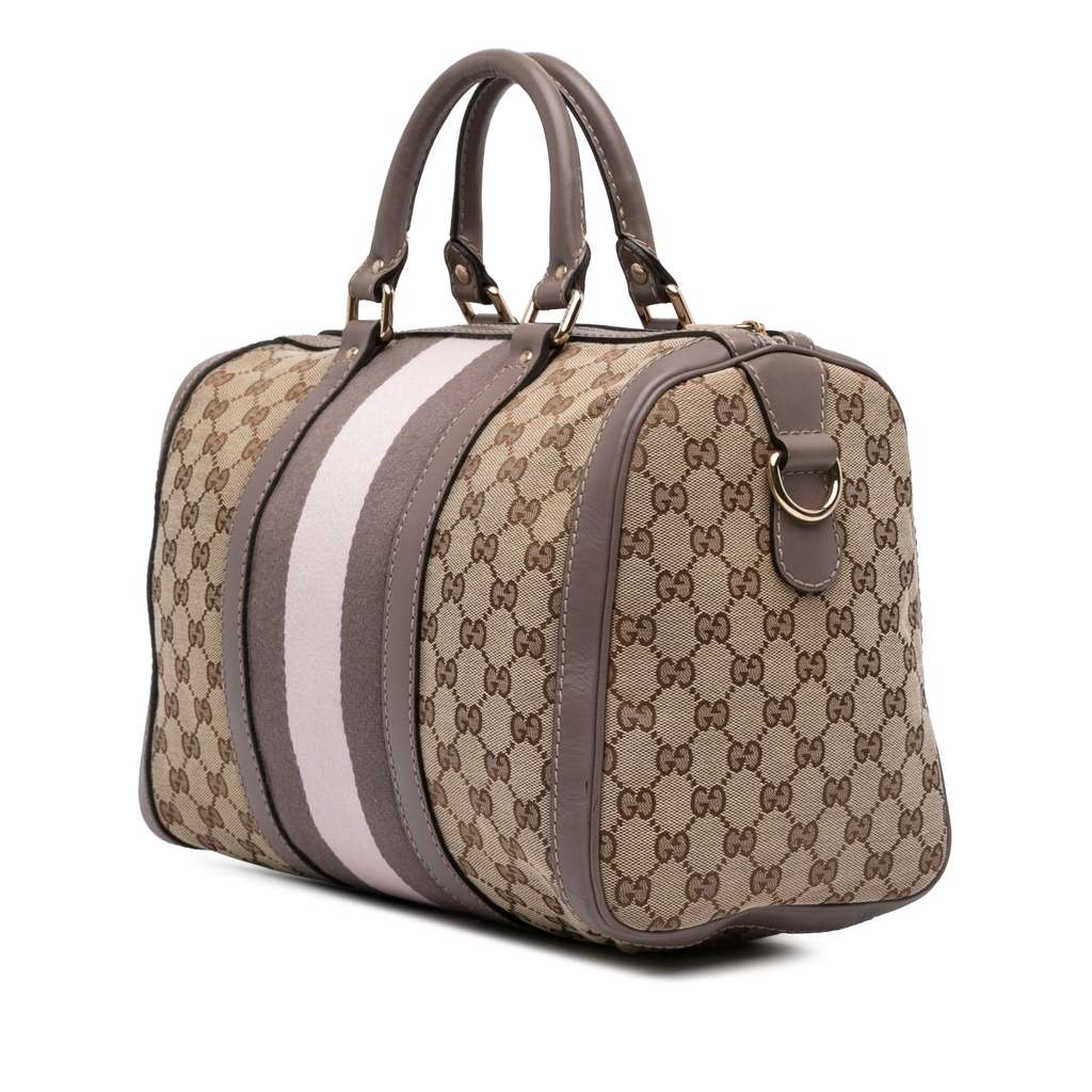 Gucci Medium GG Canvas Web Joy Boston Bag Brown Canvas Good condition - Back View