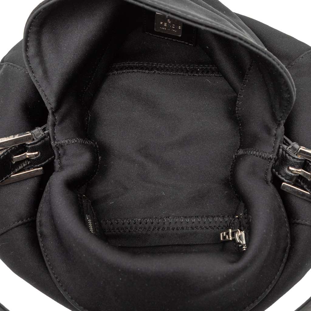 Fendi Neoprene Double Flap Shoulder Bag Black Polyester Good condition - Model View