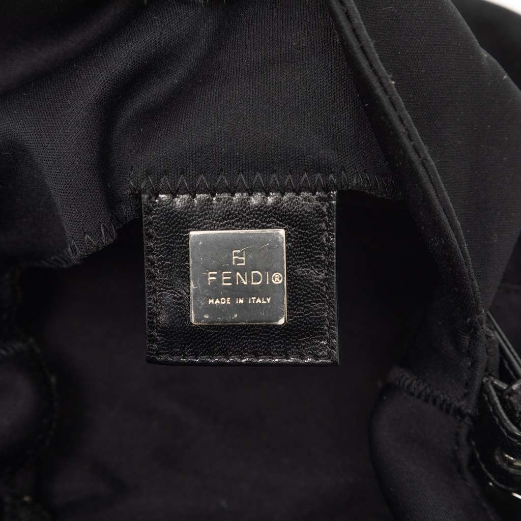 Fendi Neoprene Double Flap Shoulder Bag Black Polyester Good condition - Box View