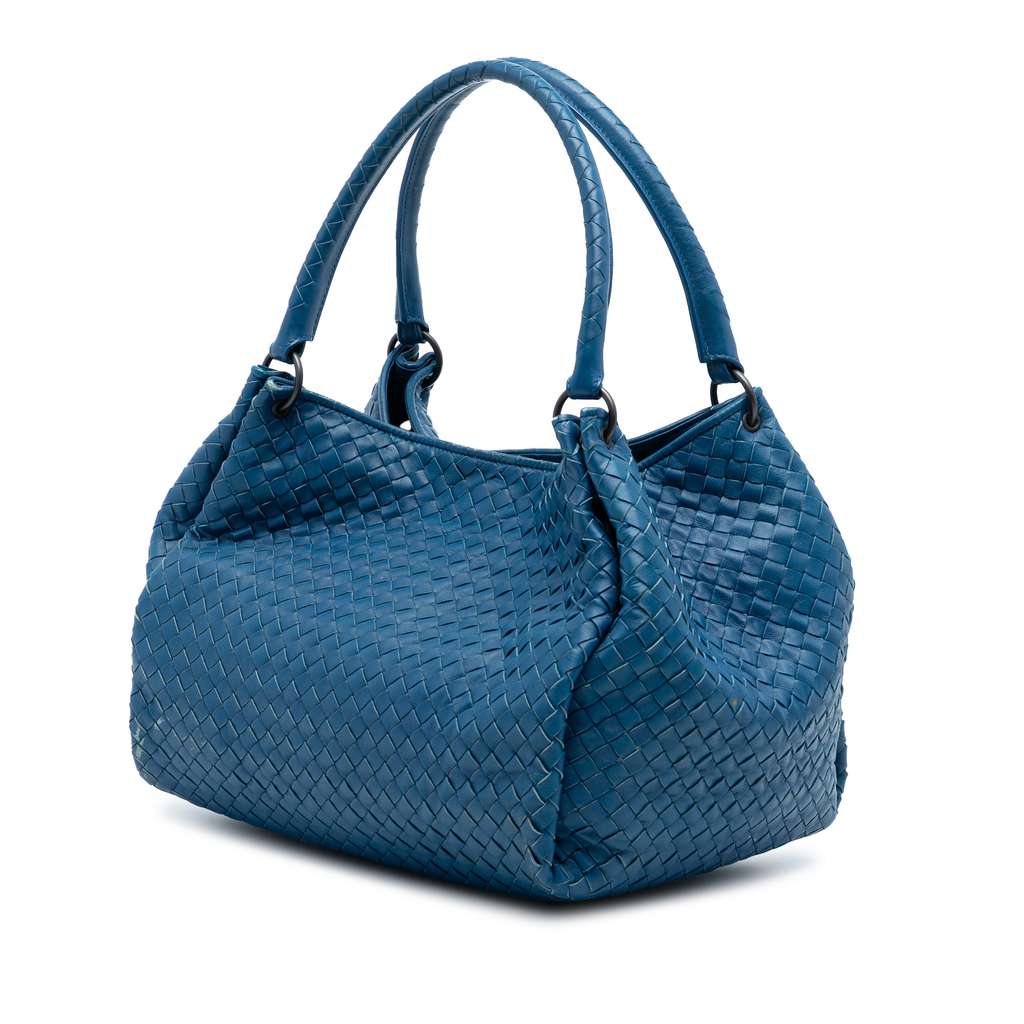 Bottega Veneta Nappa Intrecciato Parachute Tote Blue Leather Good condition - Back View