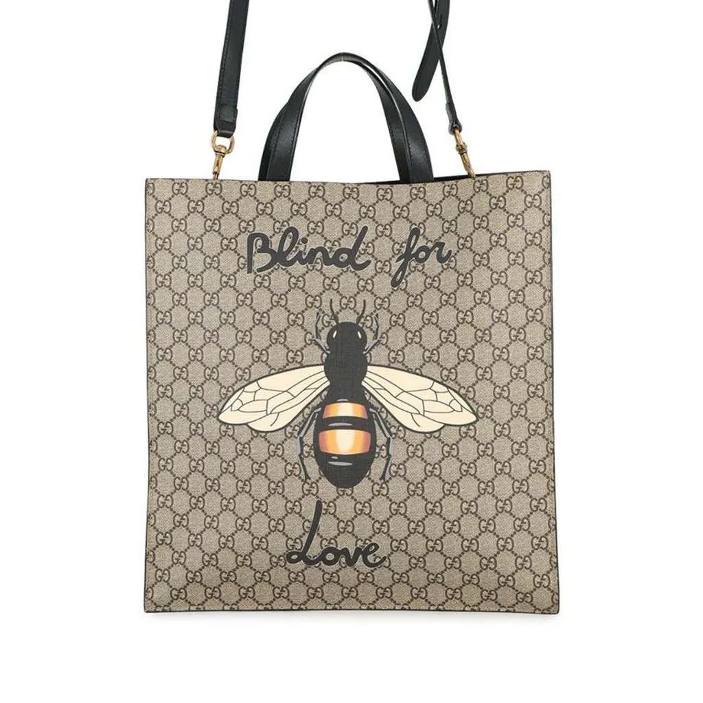 Gucci GG Supreme Blind For Love Satchel Brown Canvas Very good - Front View