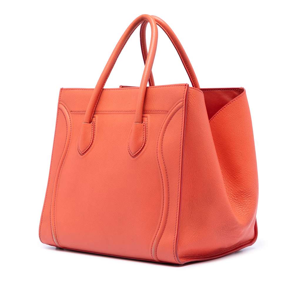 Celine Medium Leather Phantom Luggage Tote Orange Leather Good condition - Back View
