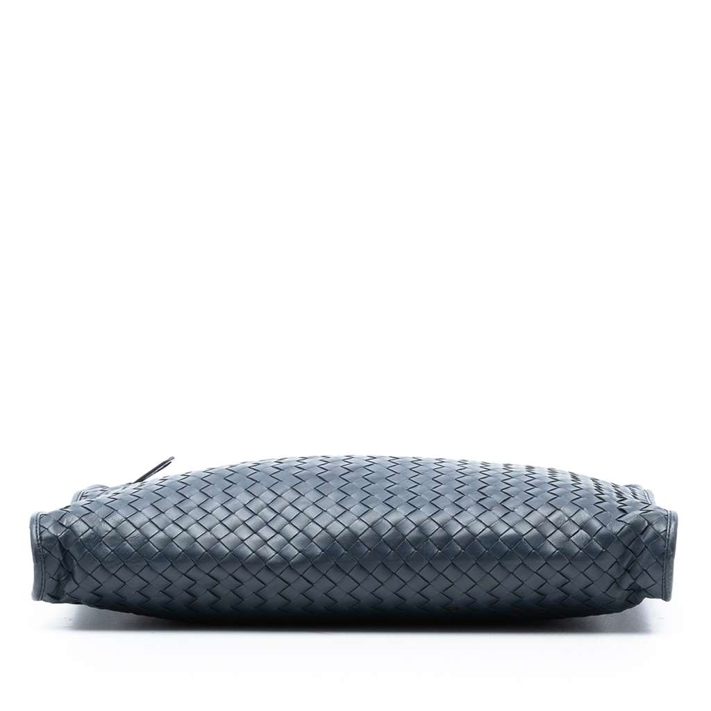 Bottega Veneta Nappa Intrecciato Business Bag Blue Leather Good condition - Inside View