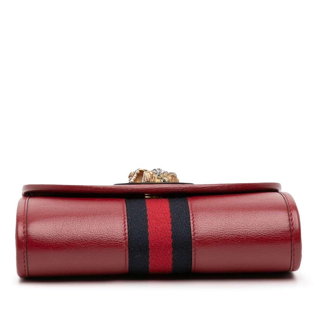 Gucci Mini Leather Rajah Web Chain Crossbody Red Leather Good condition - Inside View