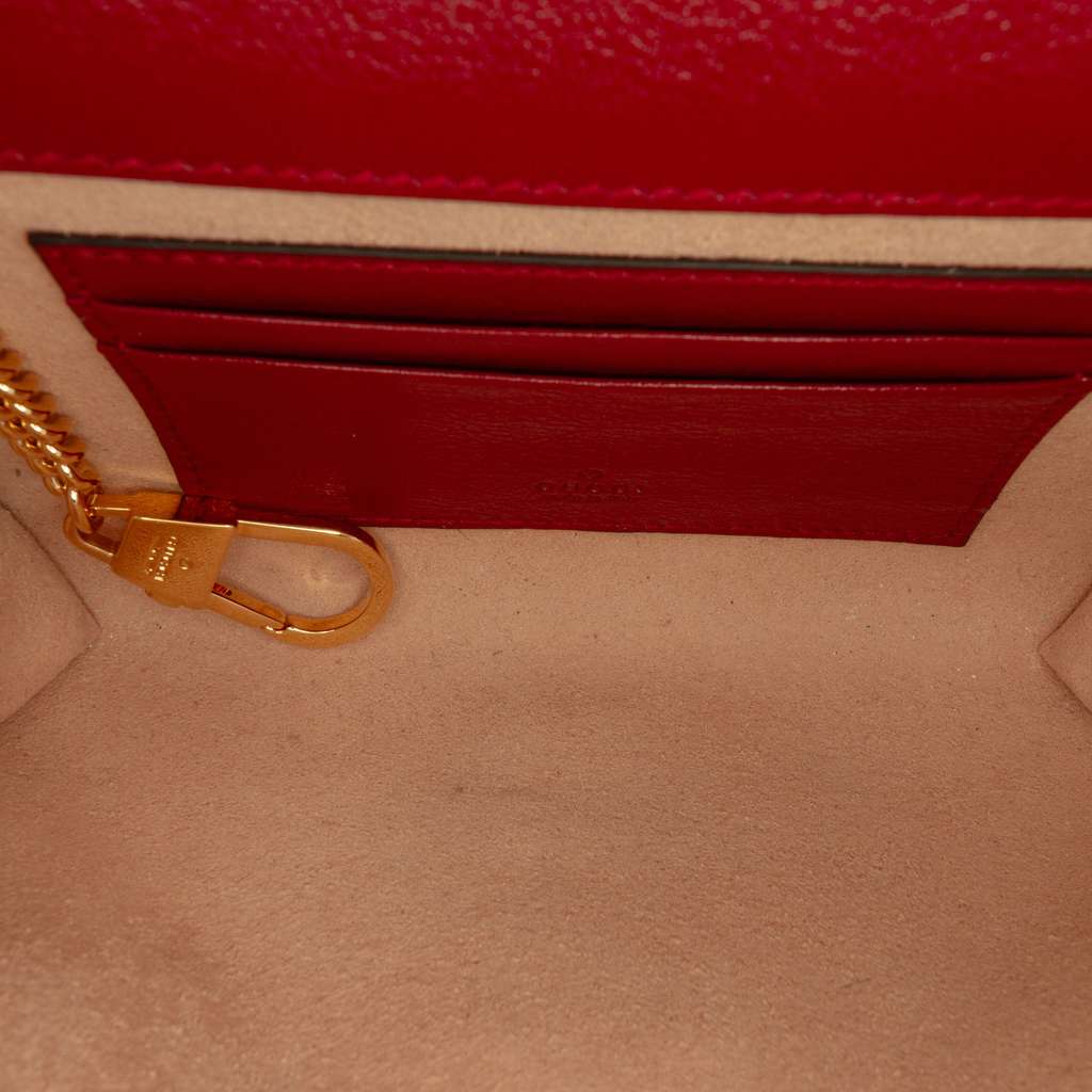 Gucci Mini Leather Rajah Web Chain Crossbody Red Leather Good condition - Model View