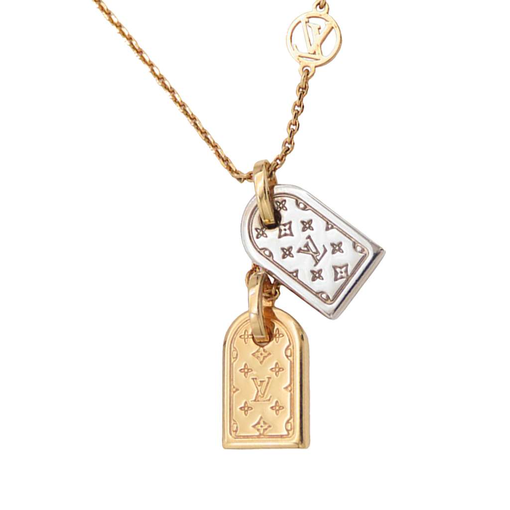 Louis Vuitton Gold Plated Nanogram Pendant Necklace Gold Metal Good condition - Back View