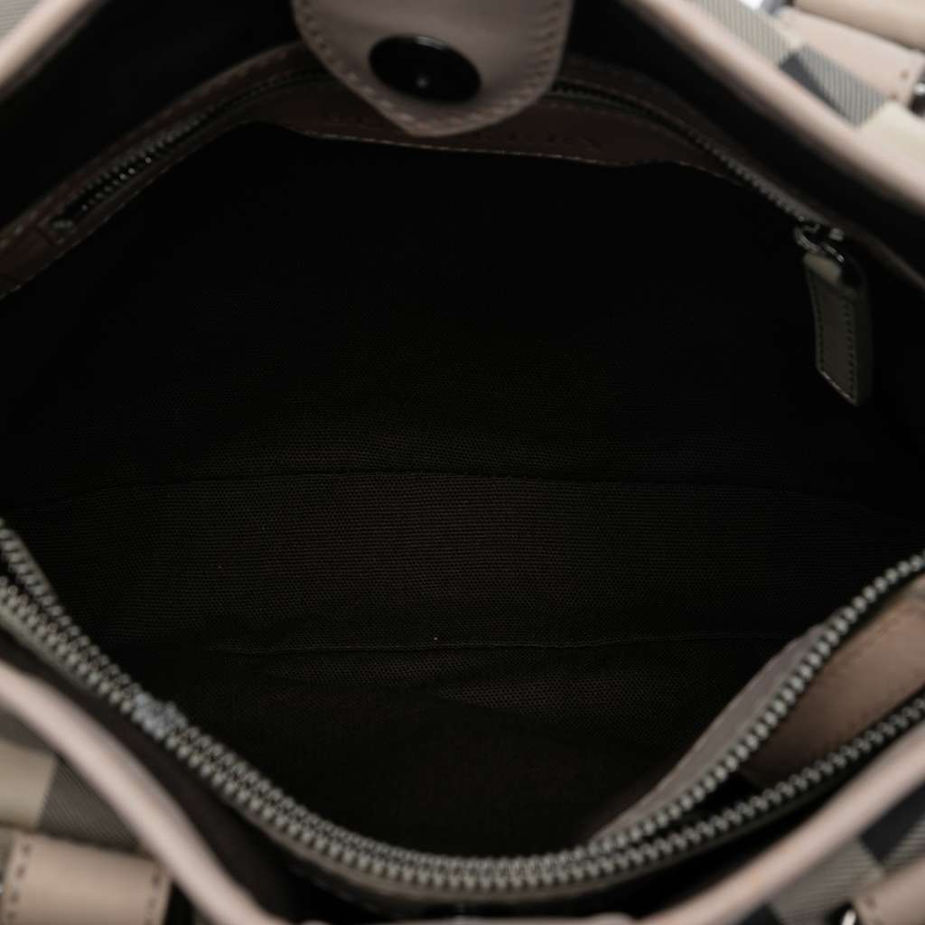 Burberry Small Smoke Check Coated Canvas Northfield Satchel Brown Canvas Good condition - Model View