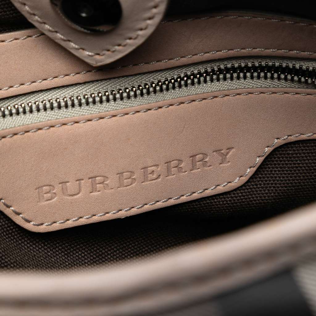 Burberry Small Smoke Check Coated Canvas Northfield Satchel Brown Canvas Good condition - Box View