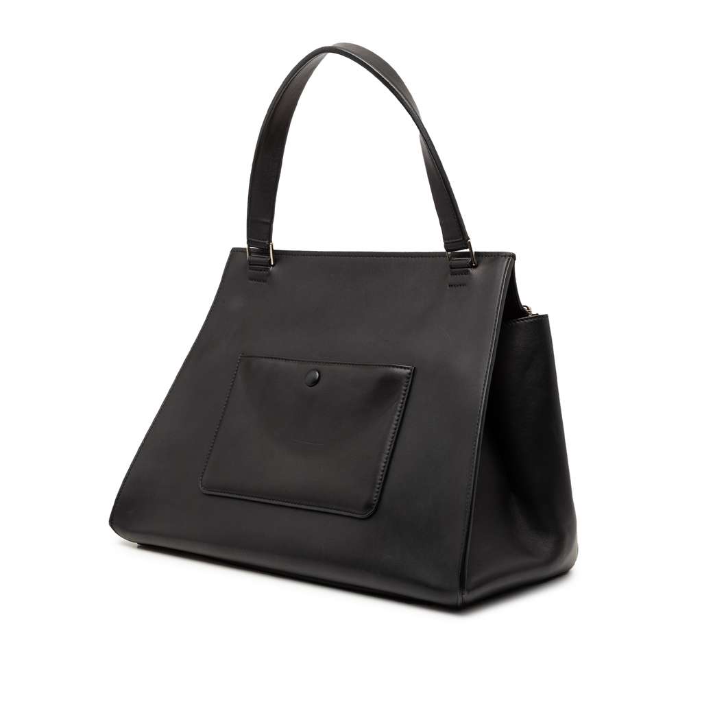 Celine Medium Bicolor Leather and Pony Hair Edge Handbag Black Leather Good condition - Back View
