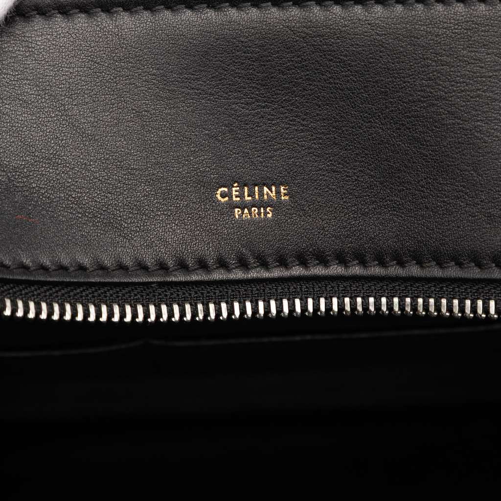 Celine Medium Bicolor Leather and Pony Hair Edge Handbag Black Leather Good condition - Box View