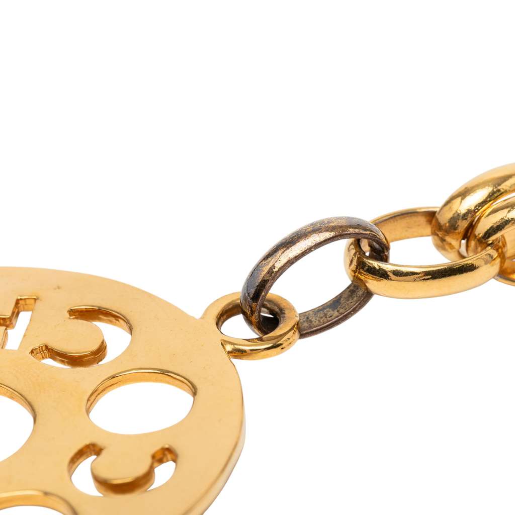 Chanel Gold Plated Cut Out Coco Medallion Pendant Necklace Gold Metal Good condition - Model View