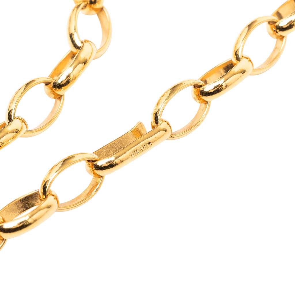 Chanel Gold Plated Cut Out Coco Medallion Pendant Necklace Gold Metal Good condition - Box View