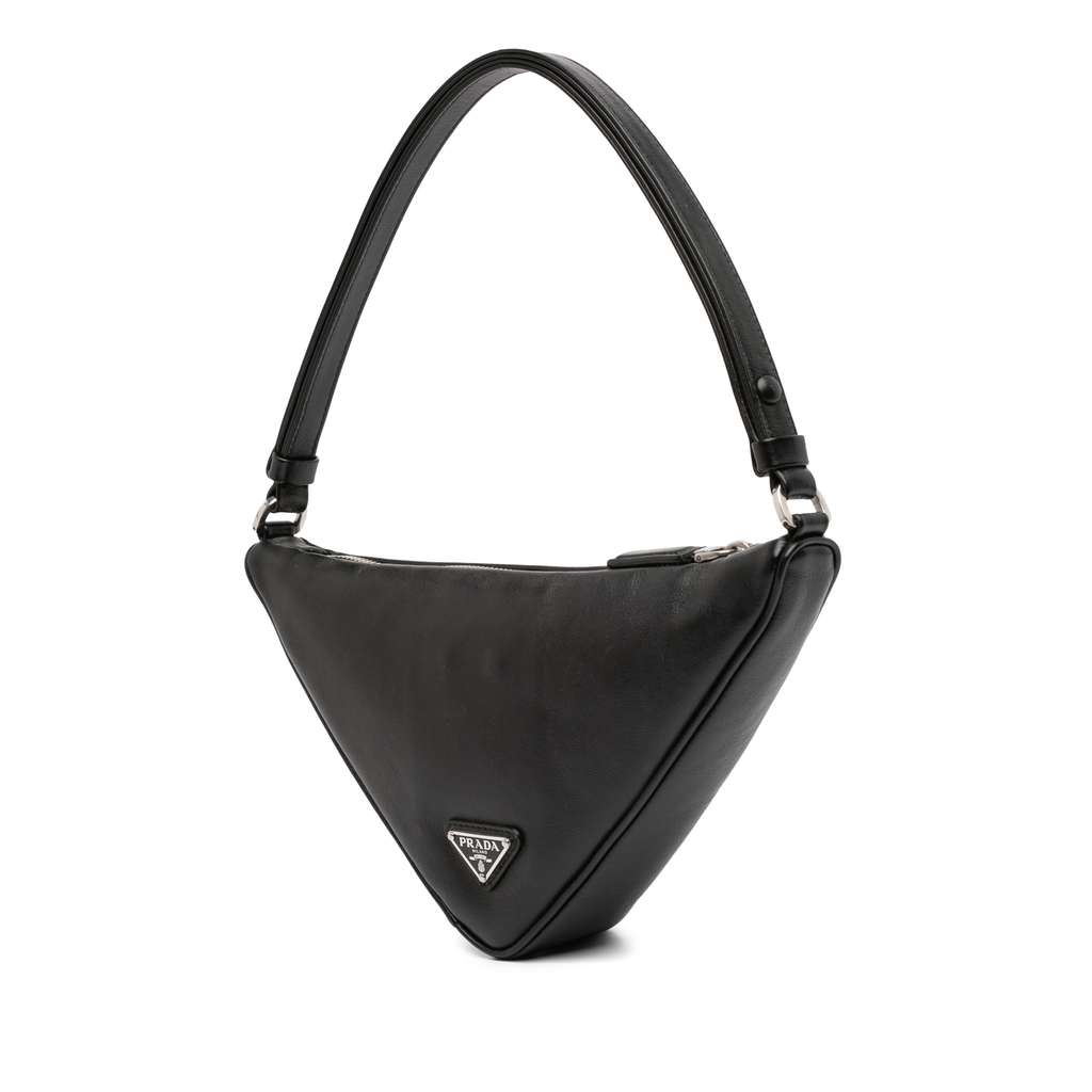 Prada Grace Lux Triangle Satchel Black Leather Good condition - Back View