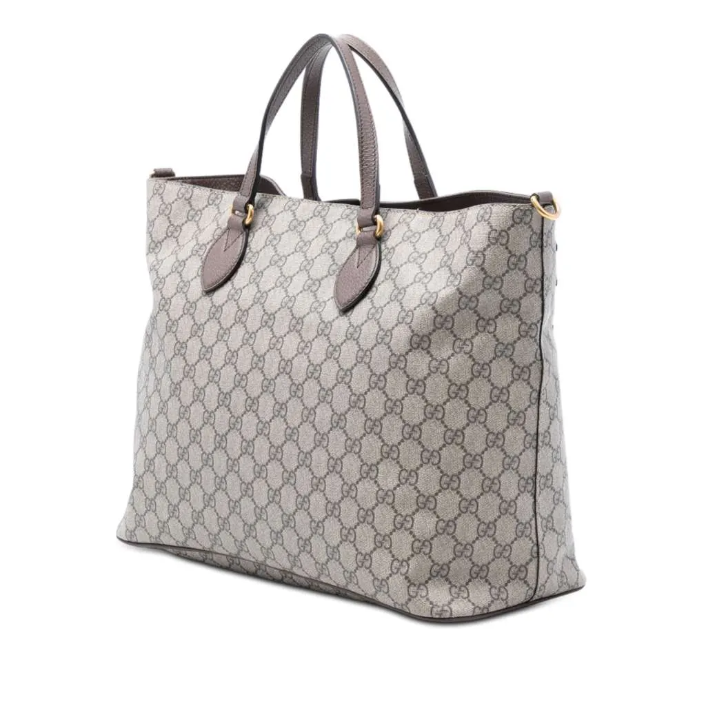 Gucci Medium GG Supreme Courrier Soft Tote Brown Canvas Good - Back View