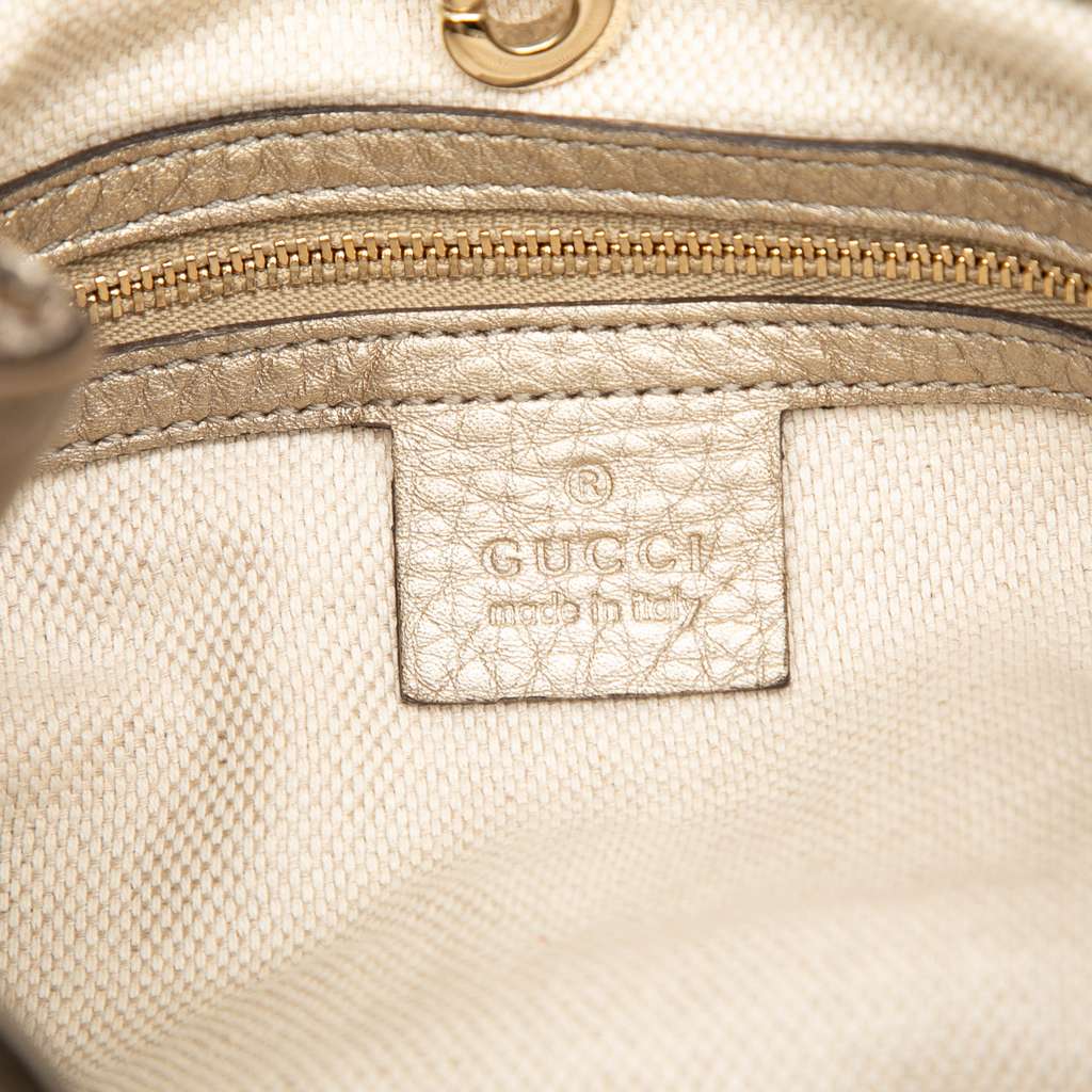 Gucci Medium Metallic Leather Soho Chain Tote Gold Leather Good condition - Box View