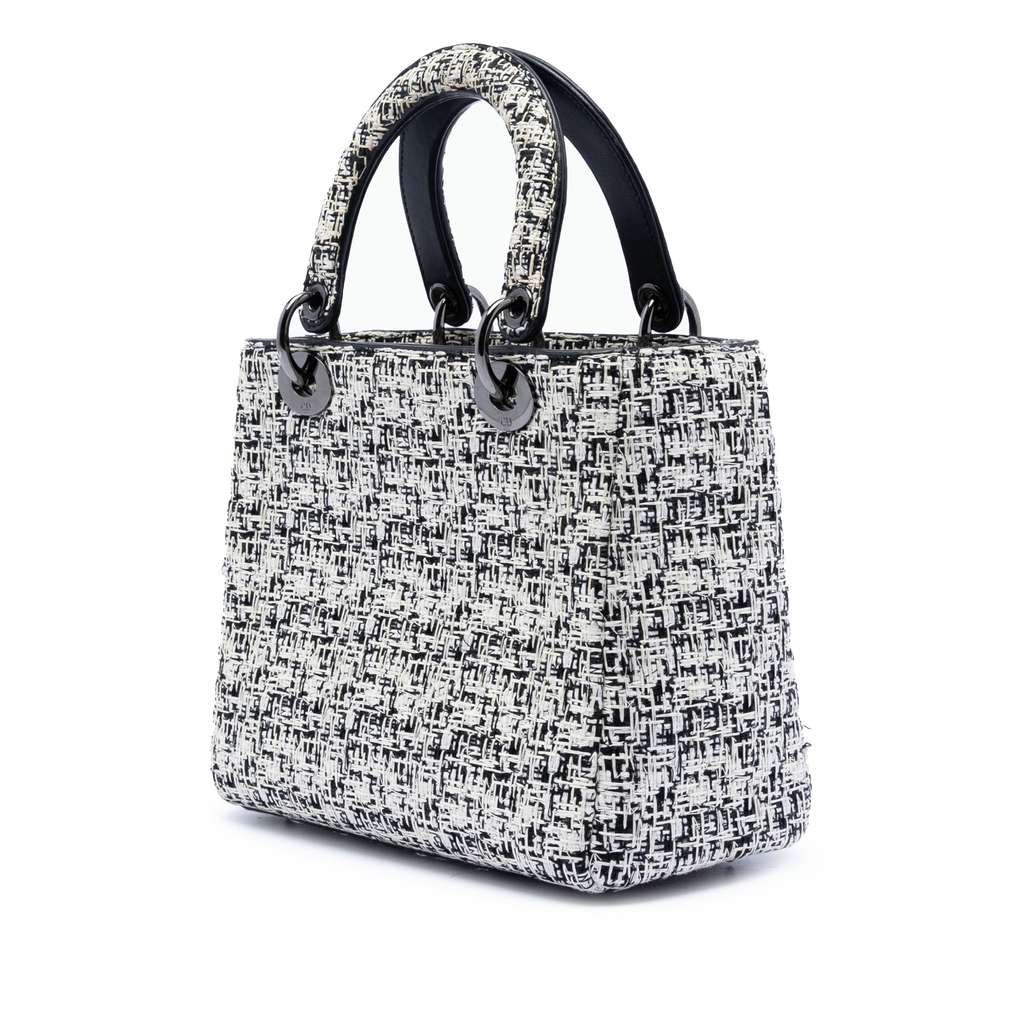 Dior Medium Tweed Lady Dior White Tweed Good condition - Back View