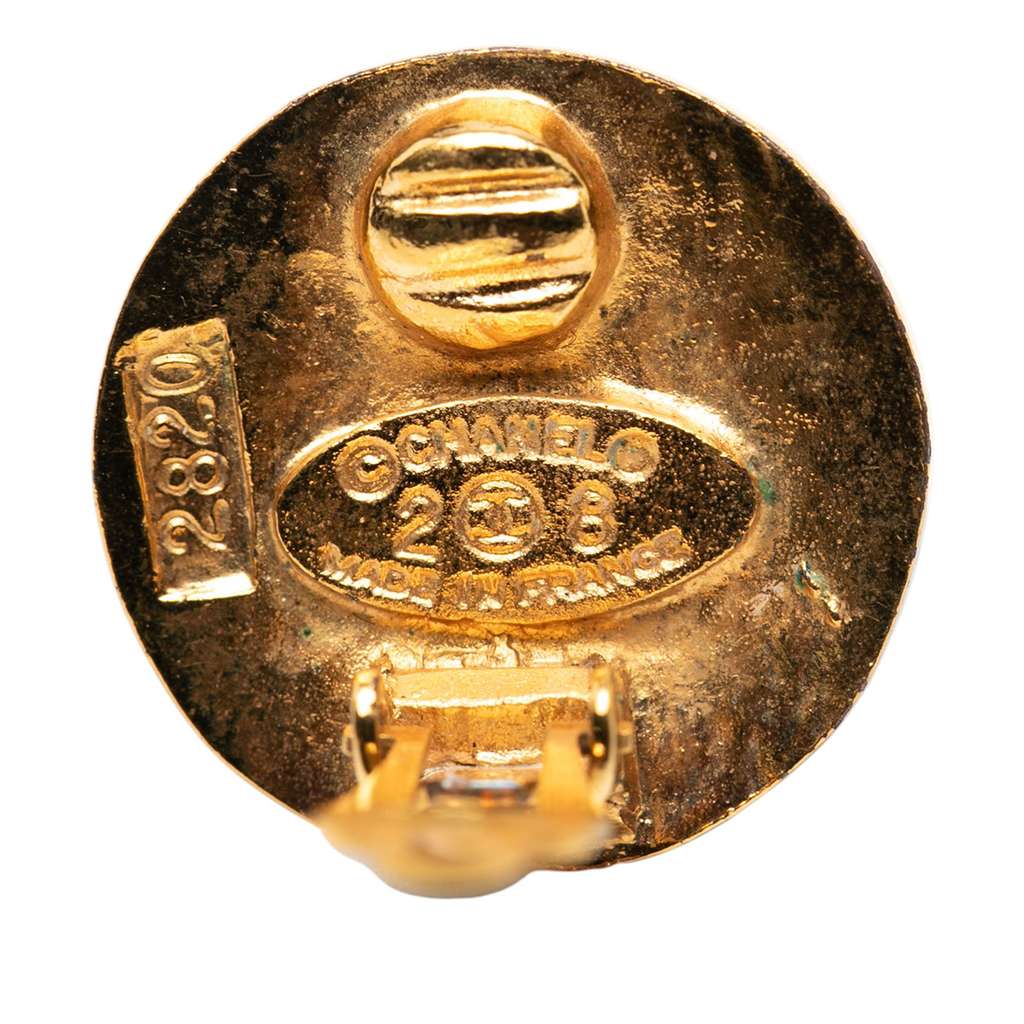 Chanel Gold Plated CC Round Clip On Earrings Gold Metal Good condition - Inside View