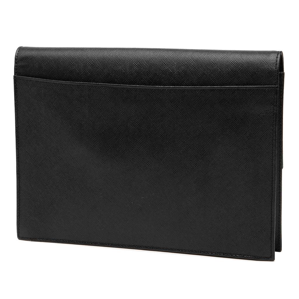 Saint Laurent Leather Clutch Black Leather Good condition - Back View