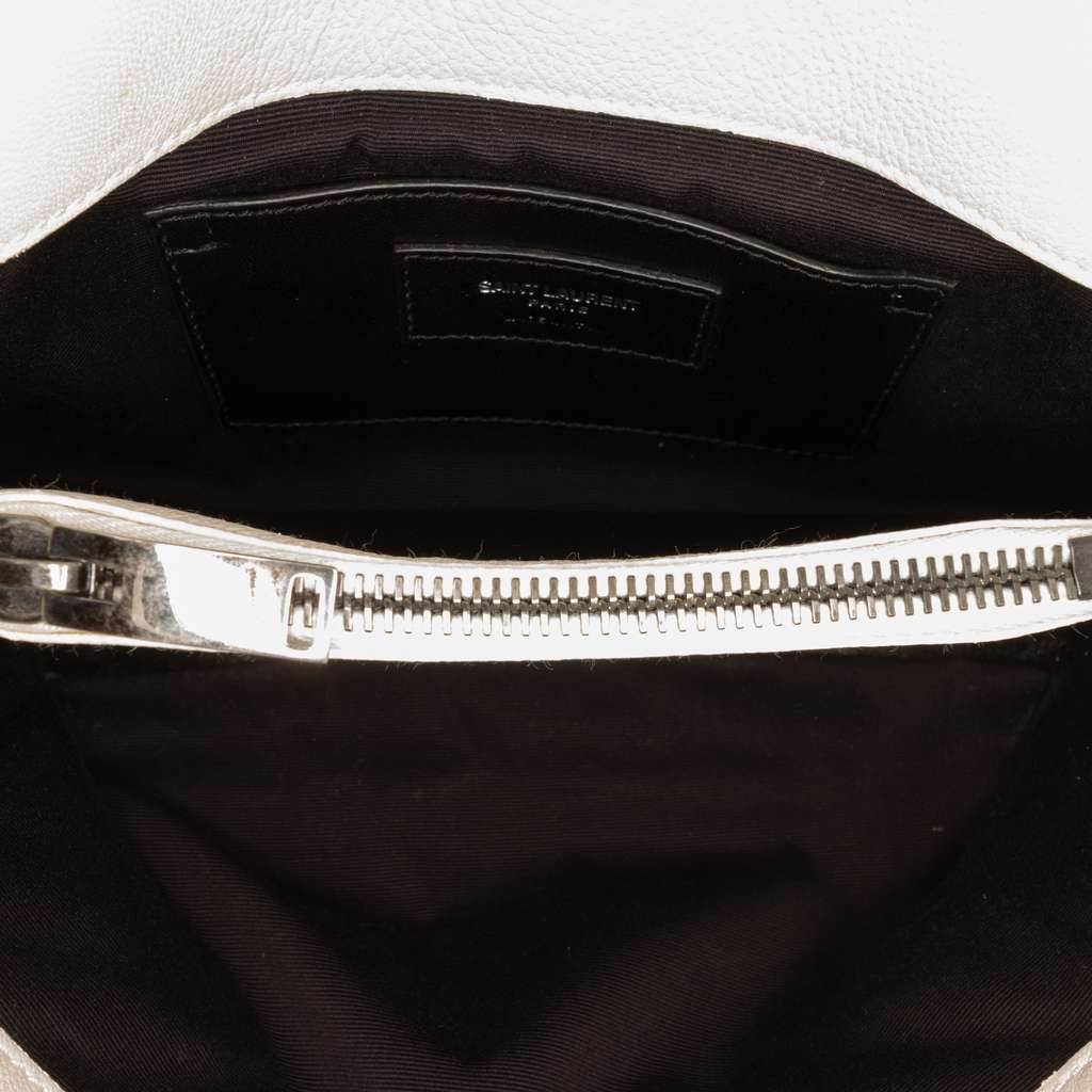 Saint Laurent Medium Chevron Sheepskin Monogram College Satchel White Leather Good condition - Model View