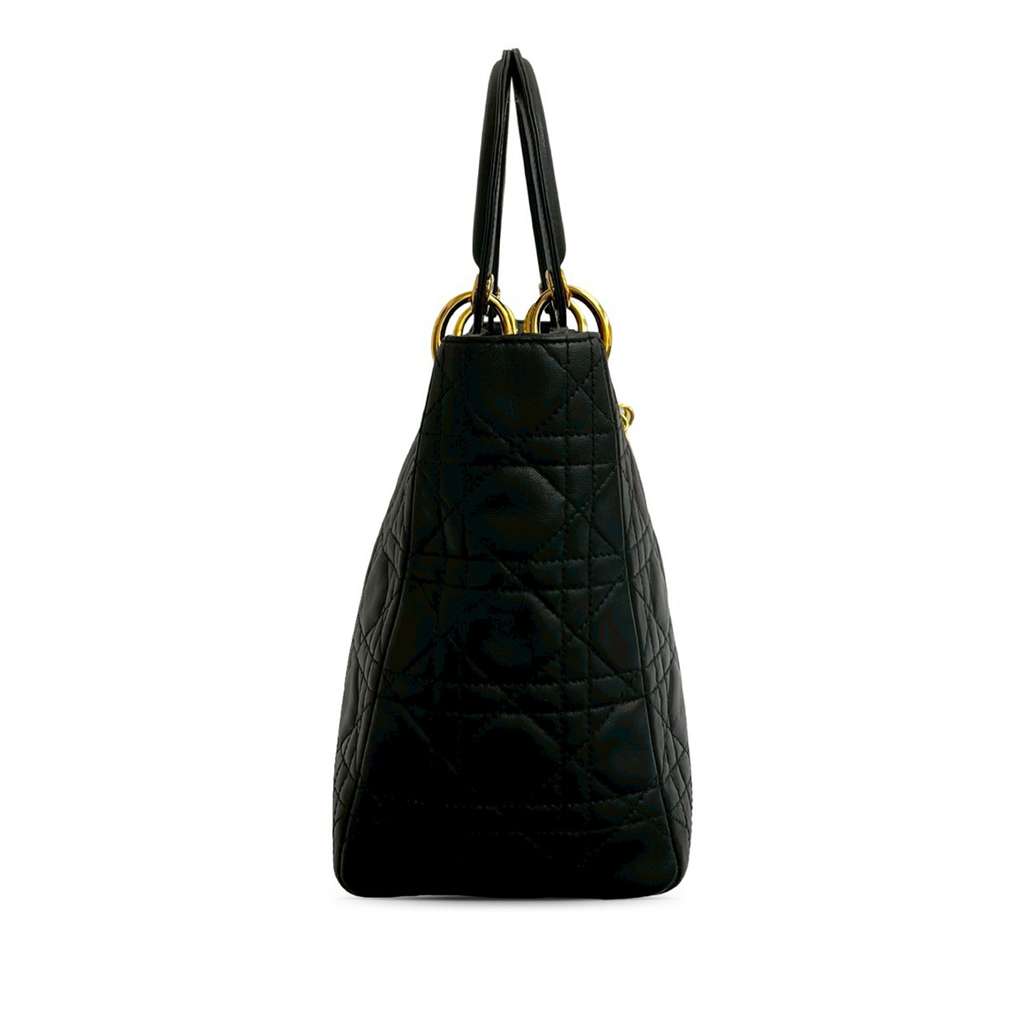 Dior Medium Lambskin Cannage Lady Dior Black Leather Good condition - Box View