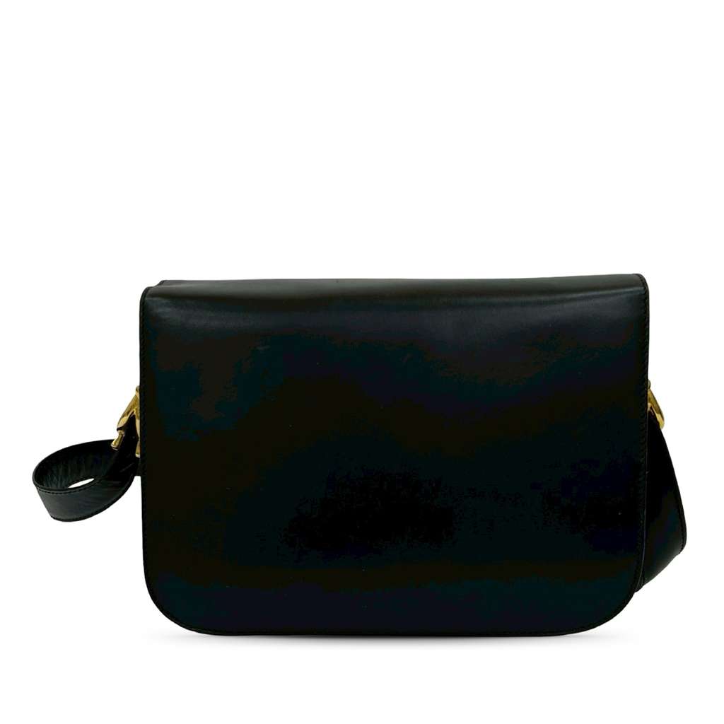 Celine Leather Logo Horse Carriage Crossbody Black Leather Good condition - Back View