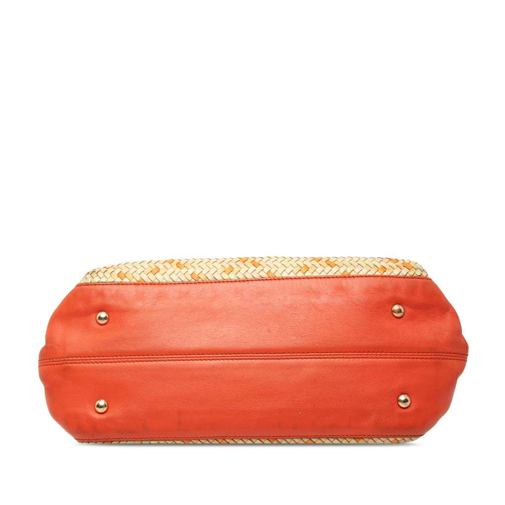 Salvatore Ferragamo Medium Woven Leather Gancini Sofia Satchel Brown Leather Good condition - Inside View