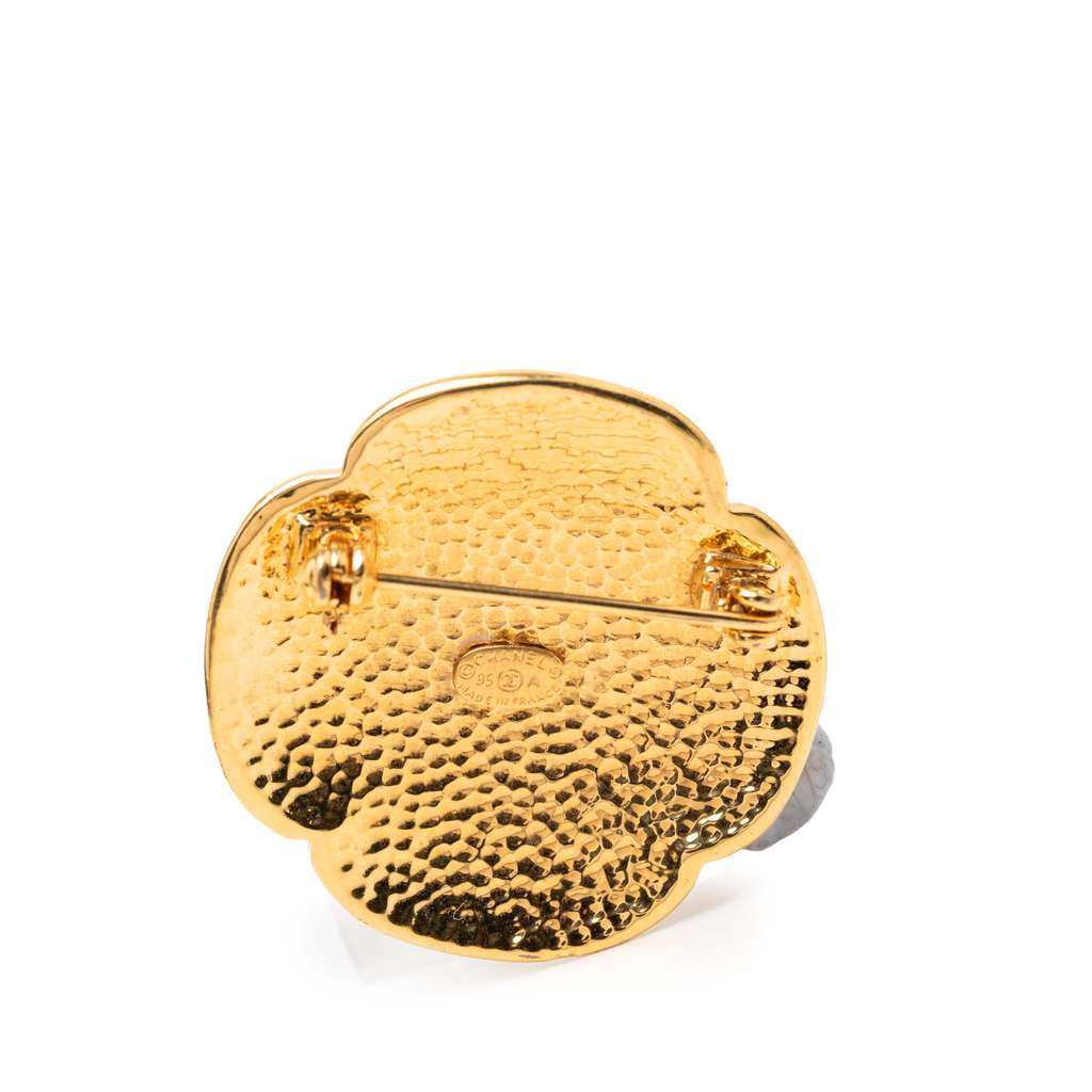 Chanel Gold Plated CC Clover Brooch Gold Metal Good condition - Inside View