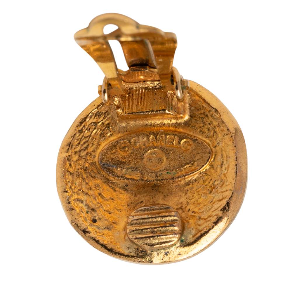 Chanel Gold Plated 31 Rue Cambon Round Clip On Earrings Gold Metal Good condition - Inside View