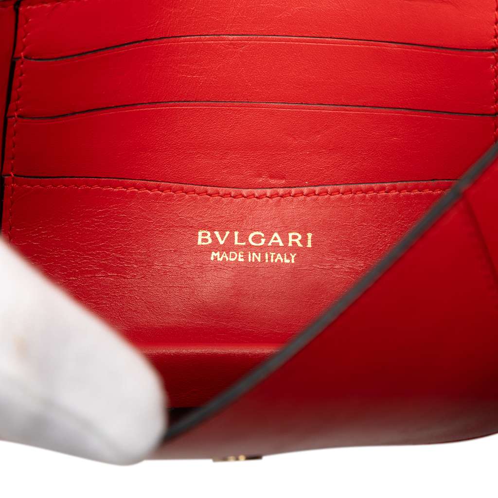 Bvlgari Mini Calfskin Serpenti Forever Clutch with Chain Red Leather Good condition - Box View