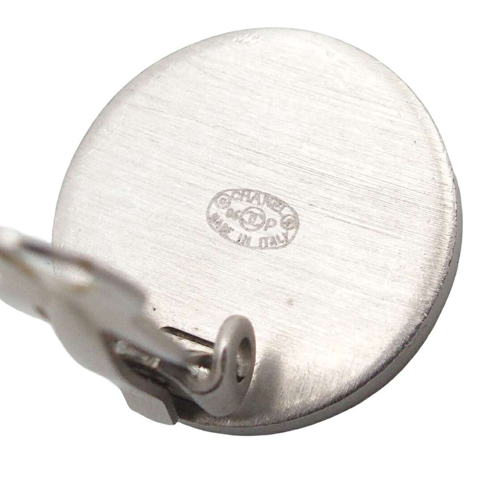 Chanel CC Silver Plated Enamel Camellia Clip On Earrings Silver Metal Good condition - Box View