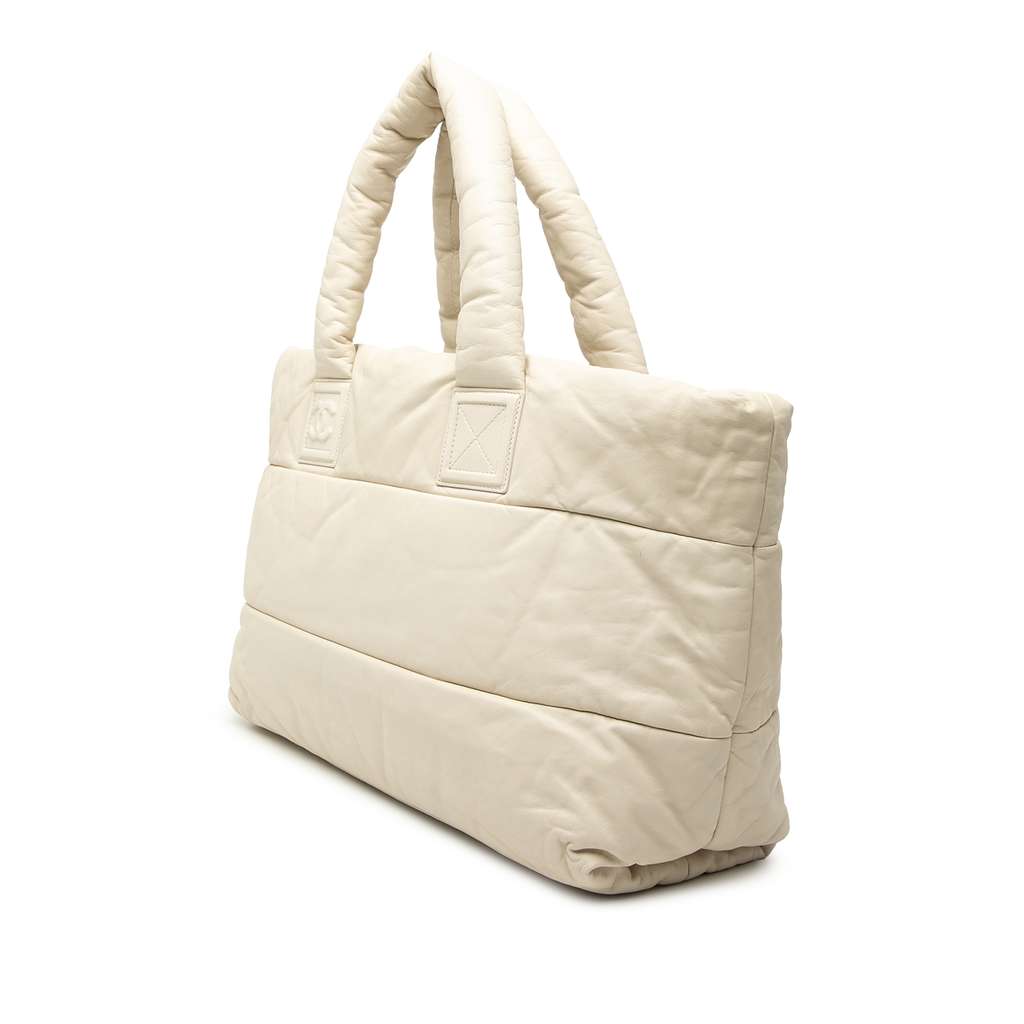 Chanel Large Lambskin Coco Cocoon Tote White Leather Good condition - Back View