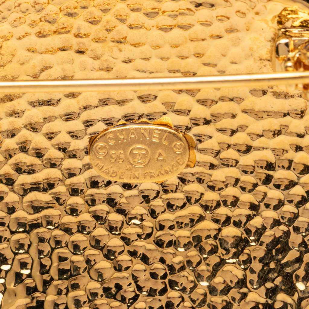 Chanel CC Gold Plated Clover Brooch Gold Metal Good condition - Inside View